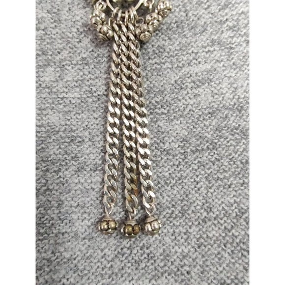 Stunning Silver Toned Wire and Beads Ornate Choker Earring Set Bisou Bisou - Picture 7 of 8